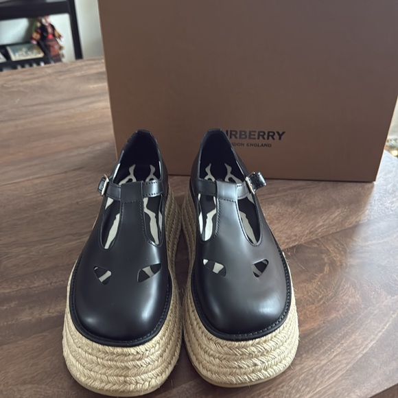 Leather Platform Mary Janes by Burberry, color - black, size -US9/39 - Picture 3 of 7